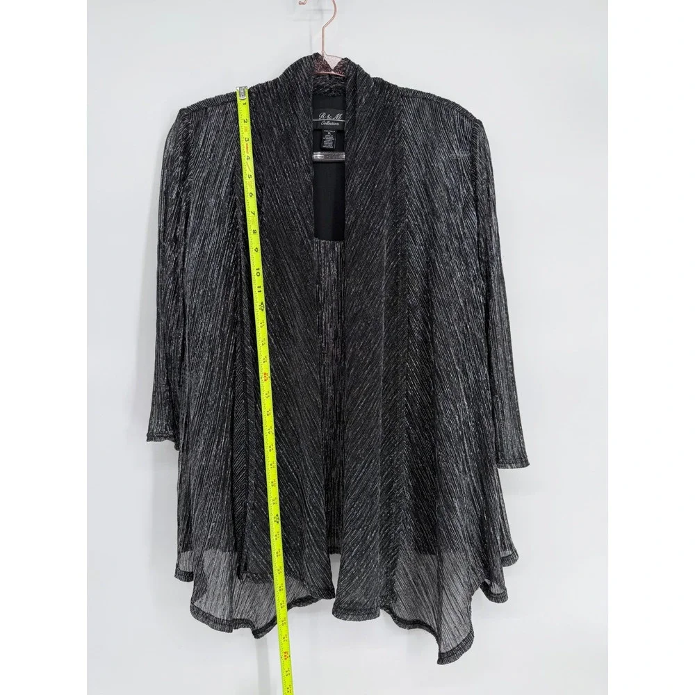 R&M Collection Black Silver Metallic Striped Cardigan and Tank Set Women's Sz XL